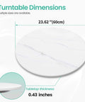 Dimensions of 23.6 inch sintered stone lazy susan turntable in white, showcasing 23.62 inches and 0.43 inch thickness.