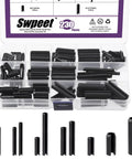 230 Piece Black Metric Roll Pin Set With Storage Case Includes 11 Sizes M2 M3 M4 M5 M6 M8 M10 Slotted Spring Pins Steel Dowel Pins For Home Improvement And Automotive Repair Great For DIY Projects And Quick Fixes displayed in open case with various pin sizes visible