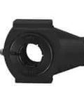 Front view of 1-1/4 inch Accu-Loc black hanger with thermoplastic bearing housing, 1.25 in wide slide hanger for linear slide units, single pack UEHPL206-20B