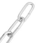 Close-up of 23 Feet Proof Coil Chain, 3/16 Inch Zinc Plated Iron Straight Link for Towing, Logging, Guard Rails.