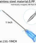 23G 1 inch stainless steel needle from 100 Pack Disposable 3ml Lab Syringes With 23G 1 Inch Luer Lock Needle Sterile Individually Sealed