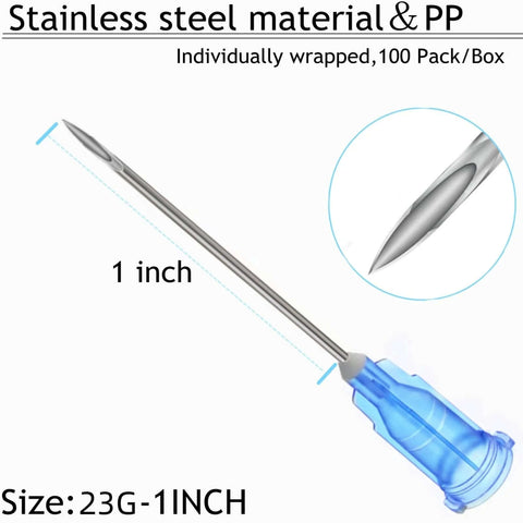 23G 1 inch stainless steel needle from 100 Pack Disposable 3ml Lab Syringes With 23G 1 Inch Luer Lock Needle Sterile Individually Sealed