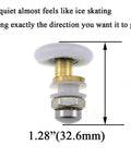 23mm diameter brass shower door wheel with nylon roller and stainless steel screw, top view showing smooth rolling design