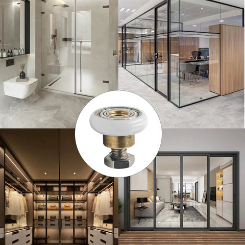 Four Sets 23mm Shower Door Rollers With Screws Replacement Wheels For Bathroom Sliding Doors Includes Copper Construction For Long Lasting Durability And Smooth Quiet Operation Fits Most Standard Shower Enclosures