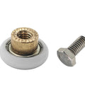 Close-up of copper shower door roller and screw from Four Sets 23mm Shower Door Rollers With Screws Replacement Wheels For Bathroom Sliding Doors.