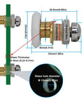 Diagram showing dimensions of 23mm Shower Door Rollers Replacement 4PCS Set for Bathroom Glass Sliding Doors, detailing thickness and hole size.