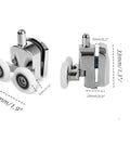 Shower door rollers RV replacement set with 10 pcs zinc alloy wheels, 23mm diameter shown with dimensions in side view.
