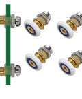 23mm Shower Door Rollers Replacement 4PCS Set for Bathroom Glass Sliding Doors with Copper Stainless Steel Nylon Wheels