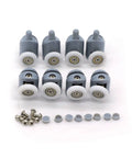 23mm Shower Door Rollers Set of 8 Single Replacement Runners with 4 Upper and 4 Bottom Wheels for Bathroom Glass Doors, Spring Loaded Design
