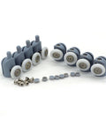 23mm Shower Door Rollers Set of 8 Single Replacement Runners with 4 Upper and 4 Bottom Wheels for Bathroom Glass Doors Spring Loaded Design