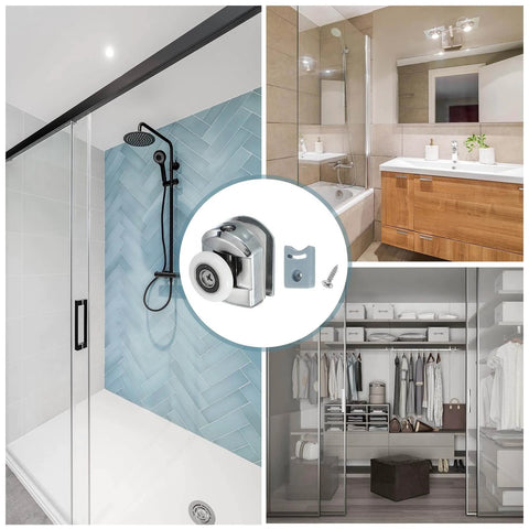 23mm shower door rollers replacement set with single runners wheels and pulleys, silver finish