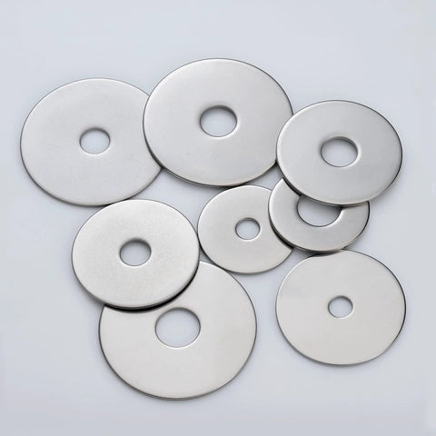 Fender washers, 1/4 in ID x 2 in OD, 304 stainless steel, set of 9 washers