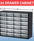 24-Drawer Plastic Storage Cabinet For Garage Organization And Craft Storage, Small Parts Organizer, black, front view