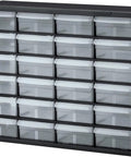 24-Drawer Plastic Storage Cabinet For Garage Organization And Craft Storage, Small Parts Organizer, Black, Front View