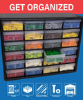 24-Drawer Plastic Storage Cabinet For Garage Organization And Craft Storage, Small Parts Organizer containing colorful items