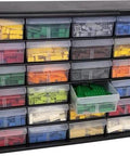 24-Drawer Plastic Storage Cabinet For Garage Organization And Craft Storage, Small Parts Organizer For Beads And Building Bricks, Teacher Toolbox And Makeup Organizer, 20 Inches Wide By 6 Inches Deep By 16 Inches High, Black.