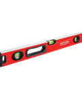 24 inch box beam level with magnetic rear edge for hands free setup on metal surfaces, three vials for quick accuracy, and rugged end caps