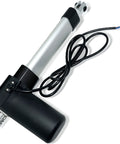 24 Inch Stroke Electric Linear Actuator, 100 lbs Force, IP66 Water Resistance, shown in black and silver with cable