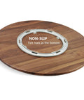 Bottom view of 24 Inch Black Walnut Wood Lazy Susan Round Turntable with non-slip felt mats and smooth ball bearing spin for dining decor.