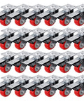 24 pack 2 inch caster wheels with swivel plate and brake, red polyurethane locking casters for smooth mobility.