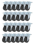 24 Pack 2 Inch Swivel Casters With Rubber Wheels For Furniture Trolleys And Industrial Use, Heavy Duty Silent Movement, Floor Friendly