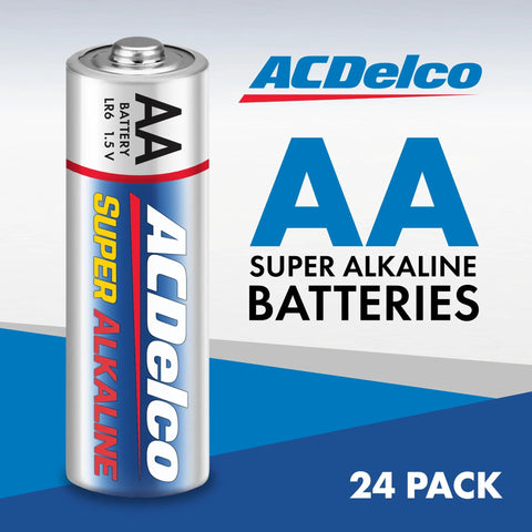 24 Pack AA Batteries Super Alkaline Power For Home Office Reclosable Packaging