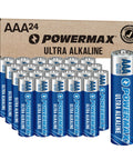 24 Pack AAA Alkaline Batteries Ultra Long Lasting For Home And Office Use displayed with packaging box