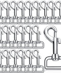 24 Pack Swivel Snap Hooks For Dog Leashes Heavy Duty 2.76 Inch Flag Clasp Clip Hooks in silver zinc alloy, arranged in rows