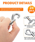 Close-up of a hand holding a 24 Pack Swivel Snap Hooks For Dog Leashes Heavy Duty 2.76 Inch showing zinc alloy material and clasp detail.