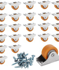 24 Pcs Small Caster Wheels 1 Inch Mini Fixed Silent Ball Bearing Casters with Metal Top Plate TPE Rubber includes screws