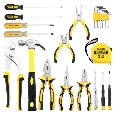 24 Piece Homeowner Tool Set With Portable Tool Bag For Everyday Home Fixes, Ergonomic TPR Handles, Heat Treated Chrome Plated Steel Tools