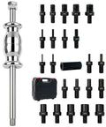 Complete 24 Piece Slide Hammer Set With Dowel Pin Puller Kit Including M3 To M20 Thread Adapters for automotive use and organized case