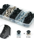 240 pcs M5 T nut and screw kit for 2020 aluminum extrusion systems, showing assorted nuts and screws in a clear organizer.