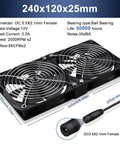 High Airflow 240mm Computer Fan Kit With Dual 120mm Fans, AC Plug Power Supply 110V to 240V And Variable Speed Controller 3V To 12V