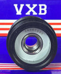 Front view of 24107453 Alternator Freewheel Pulley w/Clutch showing inner gear and 5-groove design against branded background.
