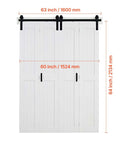 60 Inch By 84 Inch Bifold Barn Door With MDF Panels, Sliding Closet Door System Includes Header Board And Hardware Kit