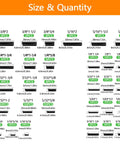 Chart showing sizes and quantities of pins in the Ultimate 248 Piece SAE Roll Pin Assortment Set with 10 sizes from 1/16 to 3/8 inch.