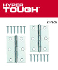 2 Pack of 2-1/2 Inch Utility Hinge Zinc Plated Steel Square Corner Non Removable Pin with Screws for Cabinets Doors and Chests