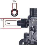 Detailed view of the 24 Volt DC High Pressure Diaphragm Pump 100 PSI 4.0 Liters Per Minute Self Priming Water Pump connection dimensions