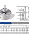 Magnetic Particle Brake FZ400A1 40Kg Single Axle 24V with technical diagram and specifications table.