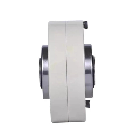 Side view of Magnetic Powder Brake And Clutch For Tension Control With Hollow Design, 24V operation, durable alloy housing, industrial use.