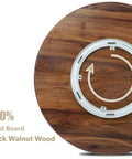 24 Inch Black Walnut Wood Lazy Susan Round Turntable For Tabletop And Countertop Use Solid Wooden Rotating Tray Centerpiece