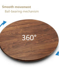 24 Inch Black Walnut Wood Lazy Susan Round Turntable showing smooth ball-bearing spin and 360-degree rotation