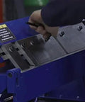 24 Inch Box And Pan Sheet Metal Brake with five adjustable fingers in use, for small shops or home use, bending metal
