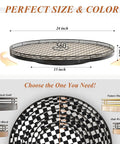 24 Inch Black and White French Look Kitchen Lazy Susan Turntable Round Checkered Decorative Tray size and color options