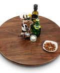 24 Inch Black Walnut Wood Lazy Susan Round Turntable For Tabletop And Countertop Use Solid Wooden Rotating Tray with condiments