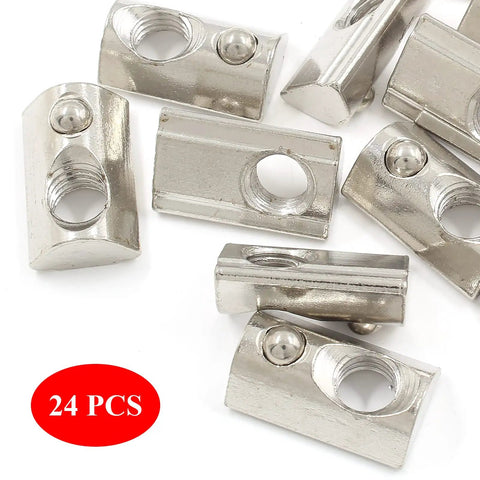 24 Pack Roll In Spring Loaded M8 T Nuts For 4040 Aluminum Extrusion, Half Round Roll In T Slot Nuts For European 40 Series 8mm T-Slot