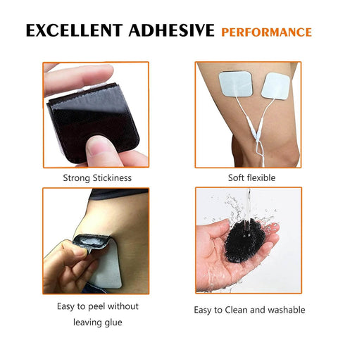 24PCS TENS Unit Replacement Pads 2X2, latex-free electrodes showing adhesive performance, soft, washable, reusable, 2mm pin lead.