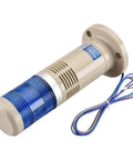 24V DC Blue LED Tower Stack Light With Built In Buzzer For Industrial Signal And Alarm Use, Bright Continuous Light, 80 x 190mm Size, Model HS LTP 502TJ Heschen