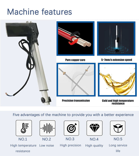 TechTongda 1320LBS linear actuator, 24V DC, silver body with black motor housing and wiring